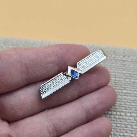 Blue Crystal Simple Pattern Tie Clip A5988 - Picture 2 of 7